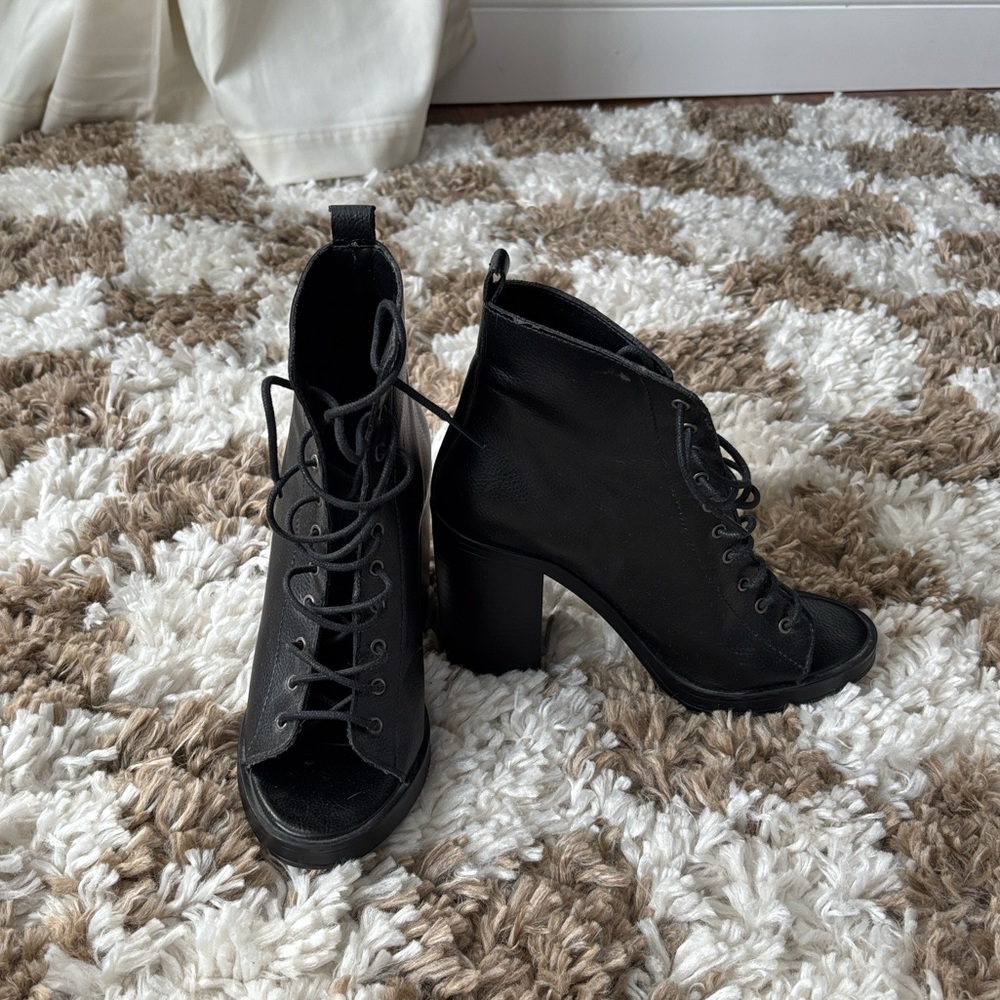 Zara lace up peep toe boot